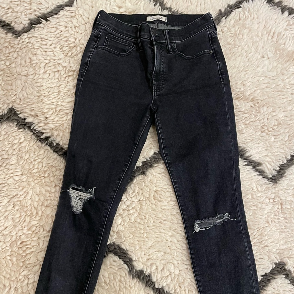 Madewell 9” high rise skinny black jeans size 27